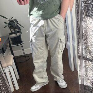 Vintage Y2K Old Navy Loose Baggy Off-White Cargo Carpenter Skater Pants